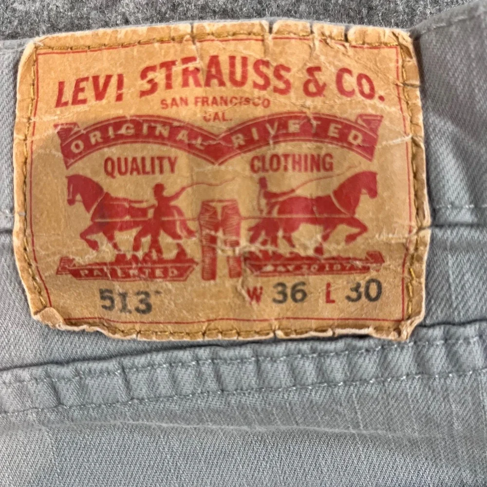 Levi's Mens 513 Slim Straight Grey Denim Jeans 36x30 Casual Minimalist Classic